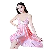 BANLUX Damen Nachthemd - Mode Damen Pyjama Weiche Damen Seide Nachtwäsche Sommer Nachthemd Sexy Dessous Rosa Nachthemd Für Frauen Satin Schlafhemden Für Frauen,Stil C,M