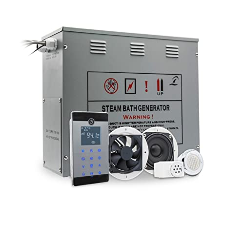 BINGNU Dampfsauna-Generator Sauna -Heizung 6 kW ac Mit LCD Touch Controller Sauna Dampfbad Generator Badezimmer Dusche Dampf Messing Auto Drain für Home Spa(Color:VS-C060-6KW-BP)