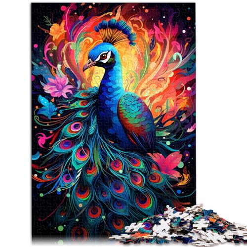 Puzzles Geschenke Spielzeug Malerei Bunte Pfauenkunst Puzzles 1000 Teile für Erwachsene Holzpuzzle Heimlernspiele DIY-Spielzeug 1000 Stück (50x75cm)