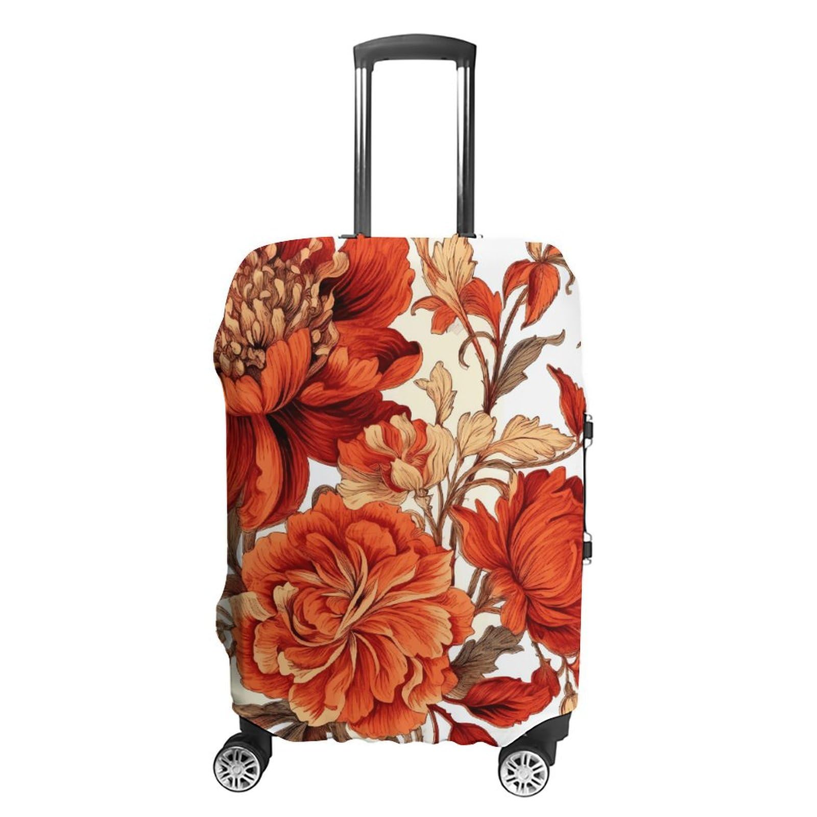 CSGJMYGS Reisegepäckabdeckung, elastisch, waschbar, modisch, kratzfest, rot, blühende Blumen, Kofferschutz, passend für 45,7 - 81,3 cm Gepäck, Stil-2, L