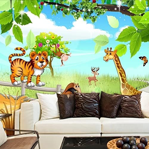 Löwe Tiger Cartoon Tier Wald Wand 3D Tapeten Wanddekoration Fototapete Sofas Wohnzimmer Wandbild Schlafzimmer-400cm×280cm