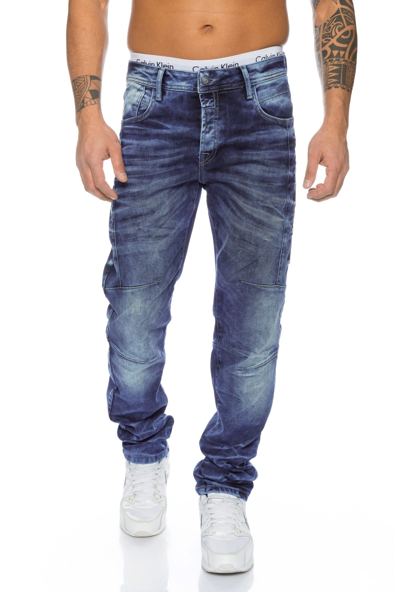 Cipo & Baxx Herren Jeans Hose mit stylischen Akzenten, 38W / 34L