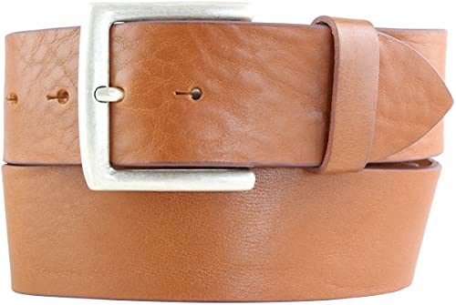 BELTINGER Jeansgürtel aus Vollrindleder 5 cm | Leder-Gürtel für Herren 50mm | Breiter Herren-Gürtel aus echtem Leder | Tabac 110cm