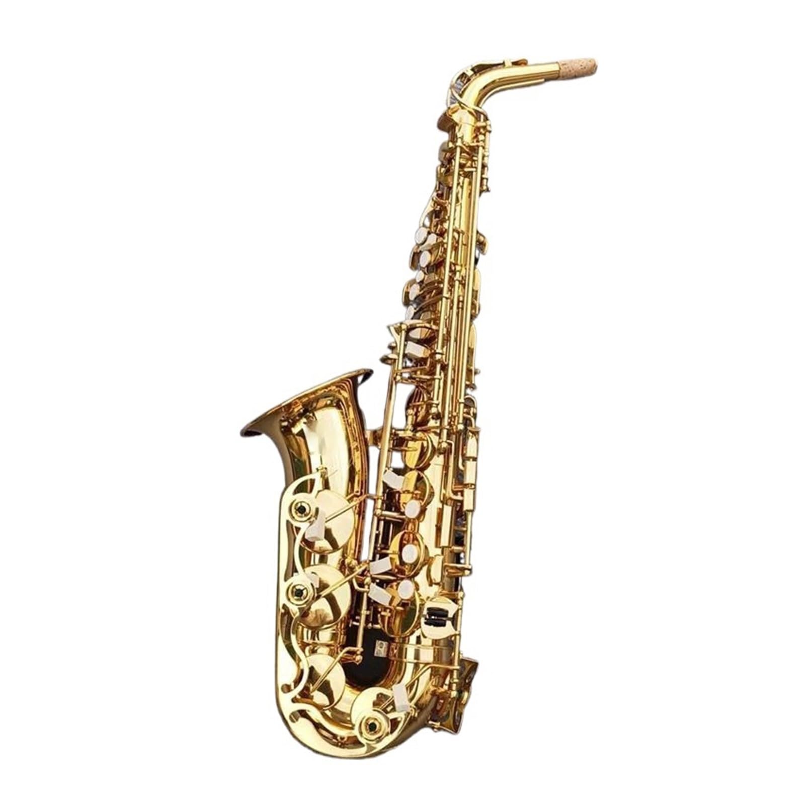 Gold lackiertes saxophon Praktisches Altsaxophon mit Eb-Tune-Sopransaxophon aus Messing Musikinstrument mit Goldlack Saxophon mit Etui und Mundstück(Light Grey)