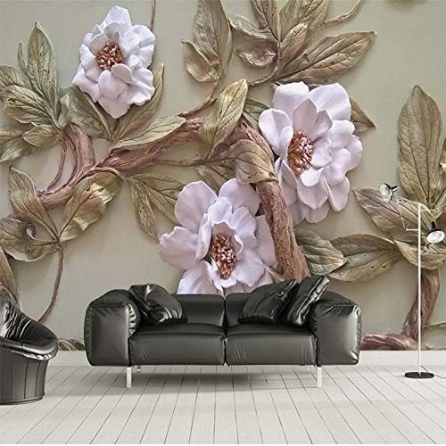 XLMING Abstrakte Vintage Lila Geprägten Baum Blume Küche Esszimmer Arbeitszimmer Wohnzimmer TV Hintergrund Wand 3D Tapete-430cm×300cm