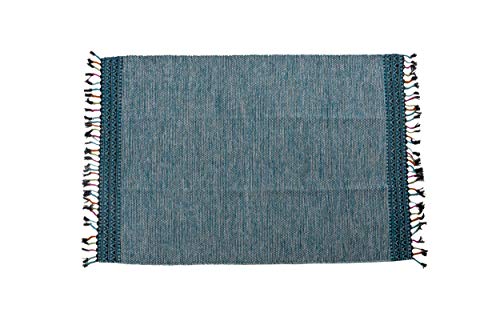 Dmora Dallas moderner Teppich, Kelim-Stil, 100% Baumwolle, blau, 200x140cm