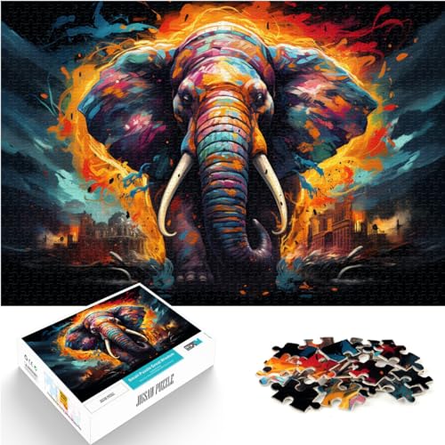 Puzzlespiel Fantasie bunter Elefant 1000 Teile Holzpuzzle Jedes Teil ist einzigartig - Anspruchsvolles Familienspaßspiel 1000 Teile (50 x 75 cm)