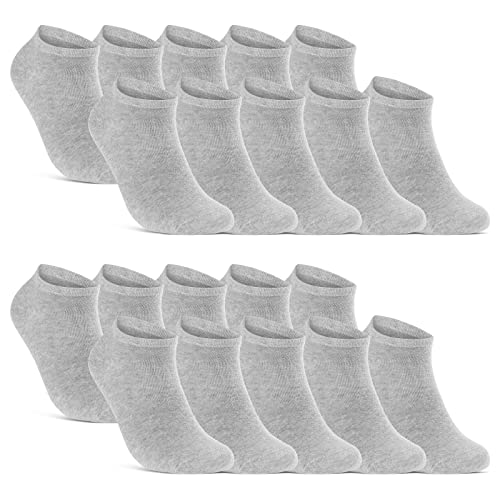 10 | 20 | 30 Paar Sneaker Socken Damen & Herren Schwarz & Weiß Baumwolle (47-50, 20 Paar | Grau)