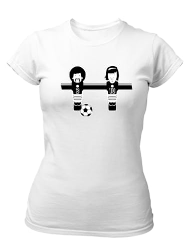 clothinx Damen T-Shirt Fit Fußball Paul und Günter Weiß Größe M