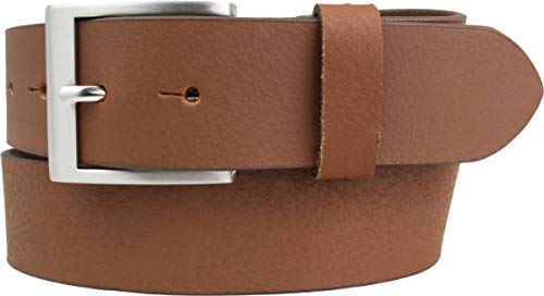 BELTINGER Gürtel mit Edelstahl-Gürtelschnalle aus Vollbüffelleder 4 cm | Jeans-Gürtel für Damen Herren 40mm | Leder-Gürtel aus Büffelleder 4cm | Mittelbraun 90cm