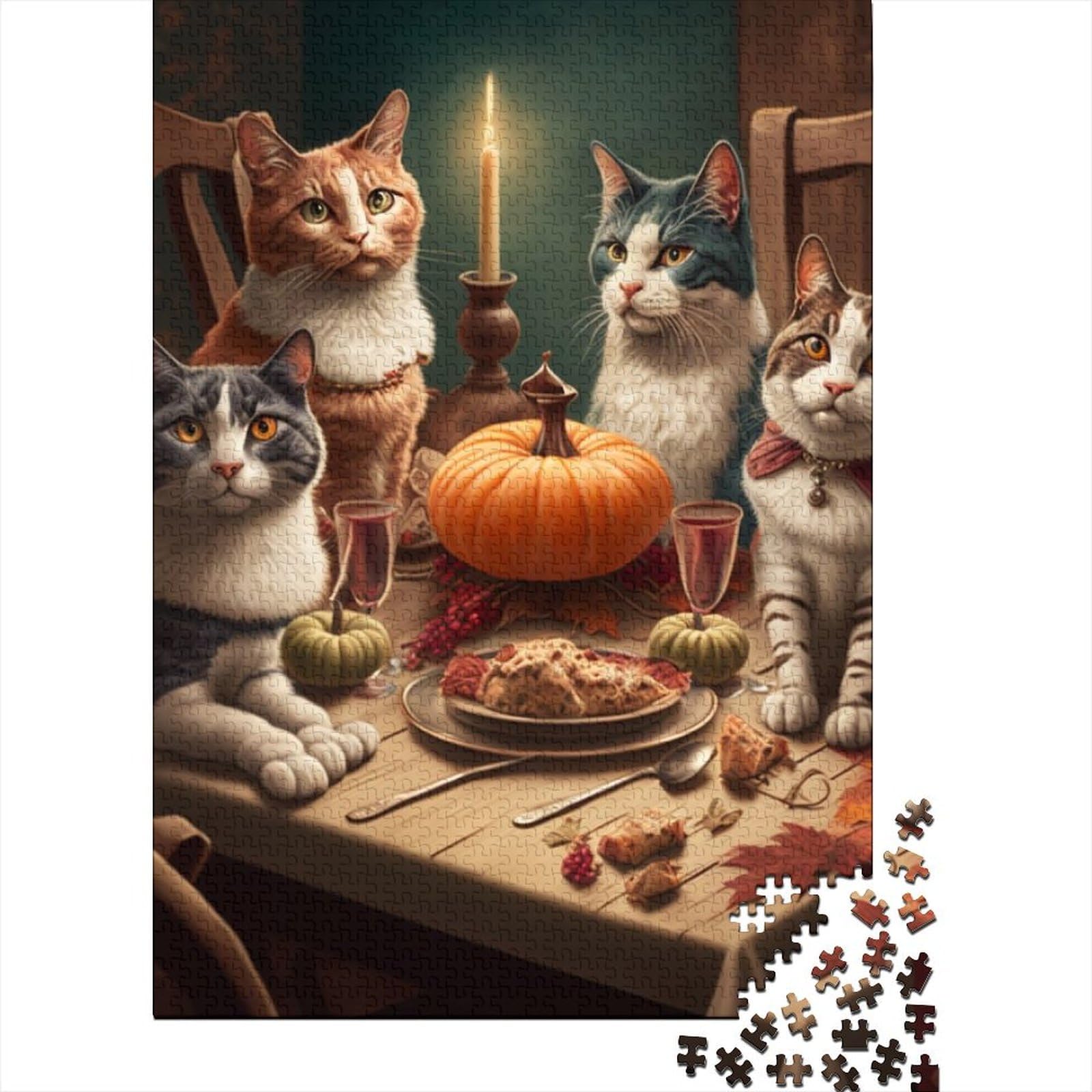 Art Bunte Katzen-Puzzle für Erwachsene Teenager, 500-teiliges Puzzle für Erwachsene Teenager, nachhaltiges Puzzle für Erwachsene (Größe 20,47 x 14,96 Zoll)