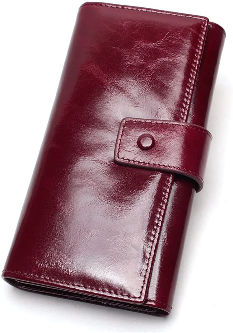 VSULZVNU Kartenetuis Echtes Leder Damen Geldbörse Clutch Tasche Weiblich Langer Kartenhalter Dame Münzbörse (Farbe: Braun)