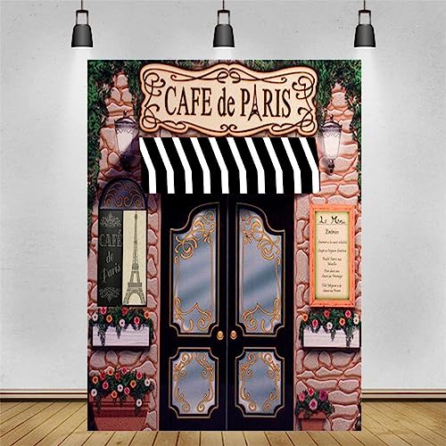 Fotografie Hintergrund Cafe de Paris Retro Stein Coffee Store Eiffelturm Muster Benutzerdefinierte Fotostudio-Hintergründe für Hochzeit 210x150