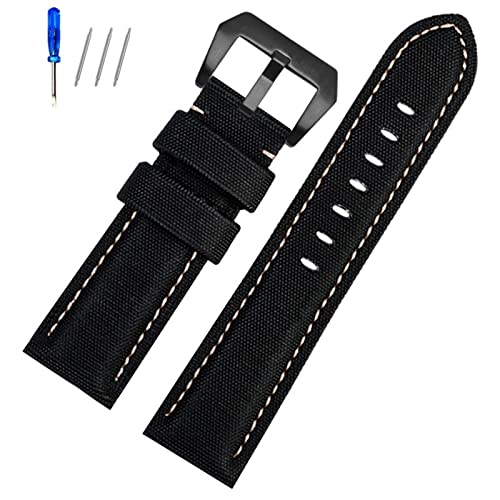 BANDKIT Panerai PAM441/01661 Lederarmband, Sportarmband, 22 mm, 24 mm, 26 mm, Schwarz / Blau, 22 mm, Achat