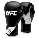 UFC Herren Fitness Training Glove Boxhandschuhe, Schwarz/Weiß/Silber, 14 oz