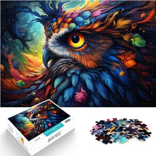 Puzzle für Fantasie-Farbkunst, Eulen-Puzzle | Puzzle 1000 Teile für Erwachsene, Holzpuzzle, einzigartige Heimdekoration und Geschenke, 1000 Teile (50 x 75 cm)