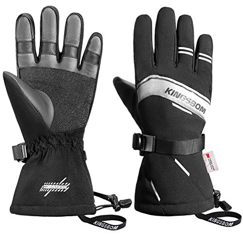 KINGSBOM Wasserdichte Ski- und Schnee-Handschuhe, 3M Thinsulate Winter Warm Touchscreen Snowboard Handschuhe für Herren & Damen (Medium)