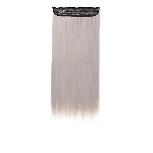 Clip-in-Haarverlängerungen 22 Zoll synthetische Clip-on-Haarverlängerung, Ombre, bunte Perücke, einteilige, gewellte Haarverlängerung, 5 Clips im Haarteil for Frauen und Mädchen Clip-in-Haarverlängeru