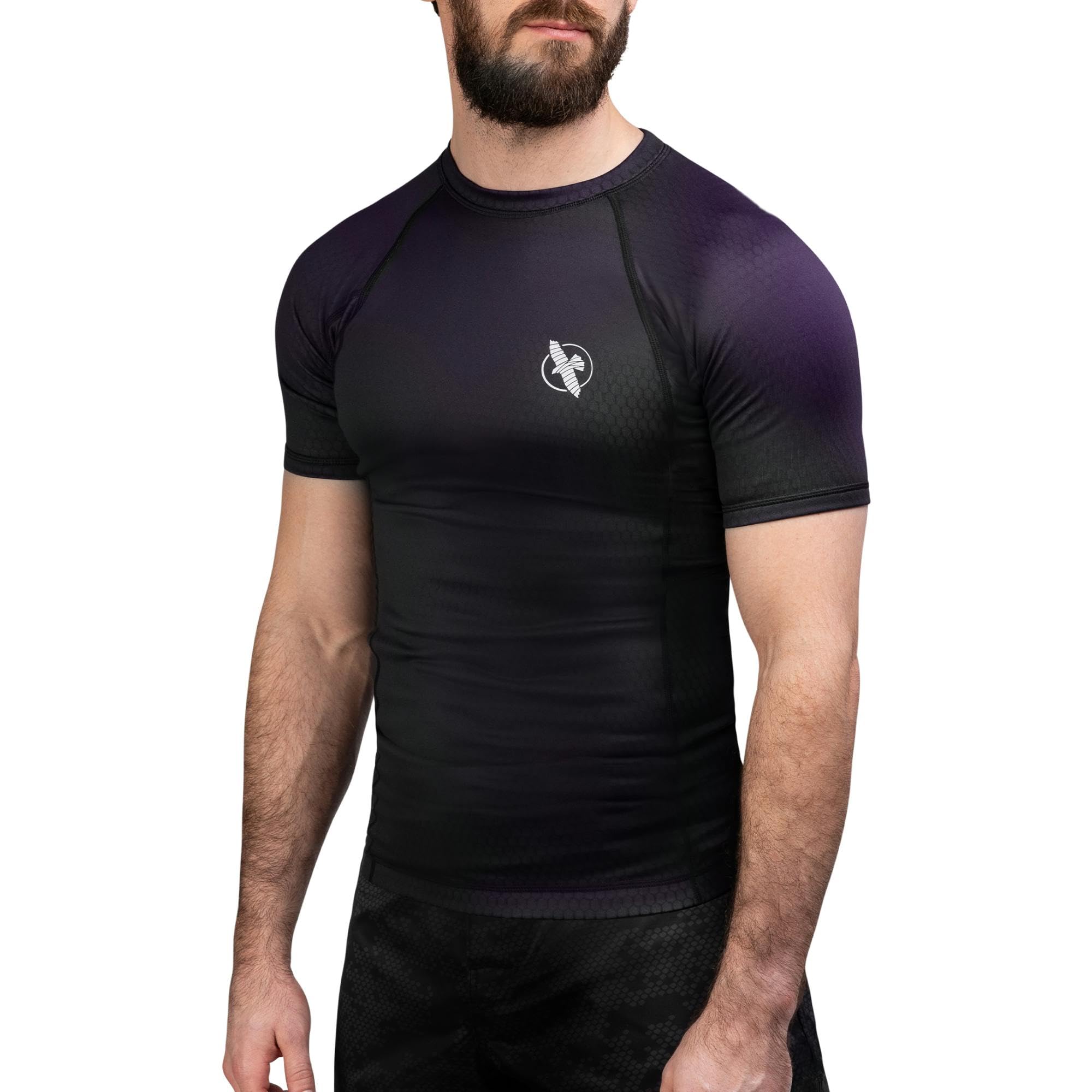 Hayabusa Fusion Short Sleeve Rashguard - Zwart / Paars