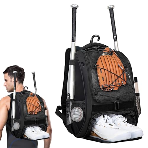 Baseball-Rucksack – Softball-Tasche | Baseball-Tasche Für Mit Schuhfach, Softball-Rucksack, Großer Baseball-Rucksack Für Jugendliche, Baseballschläger-Tasche Für Wettkämpfe, Erwachsene, Schläge