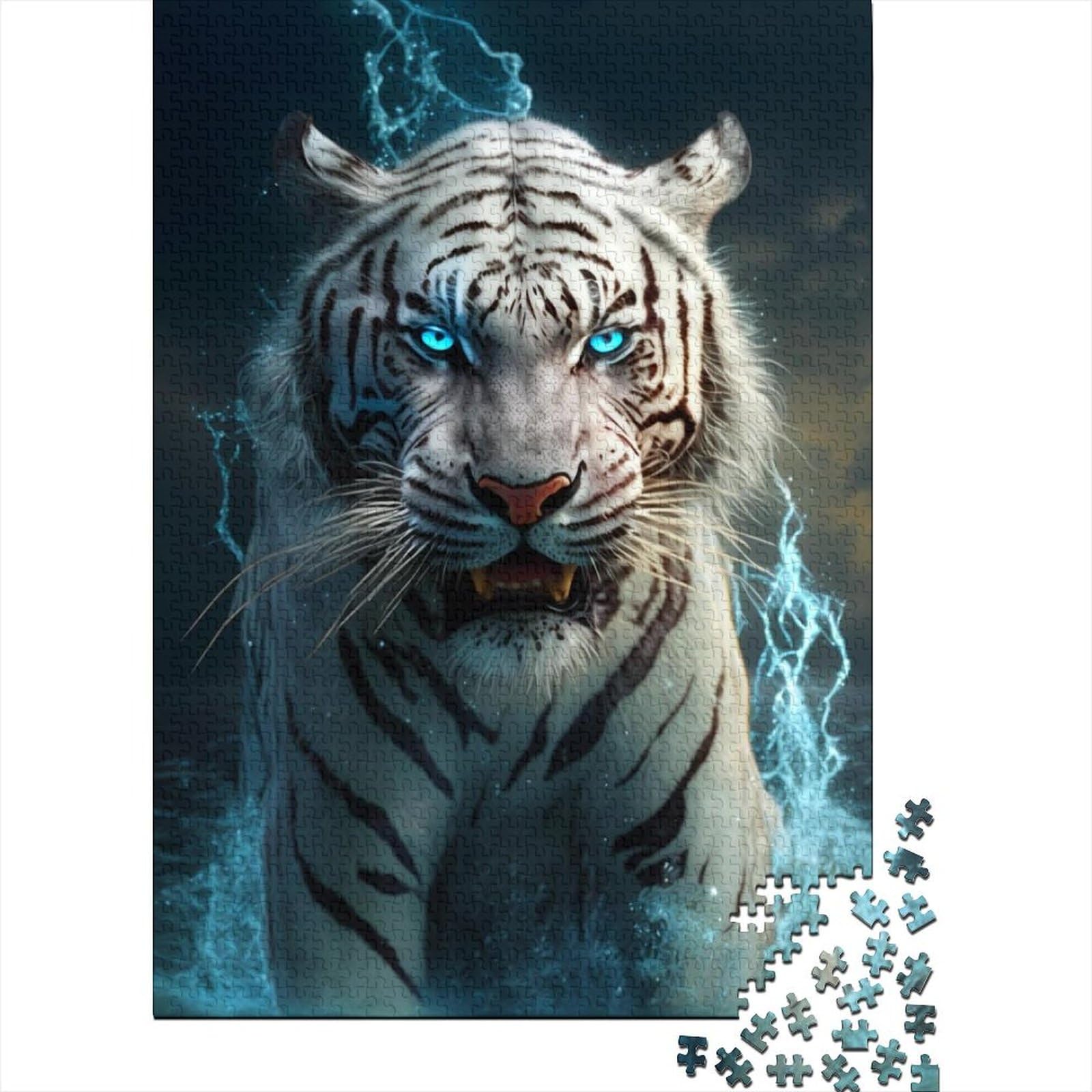 Storm Tiger Holzpuzzle für Erwachsene, schwierige, anspruchsvolle Puzzles, 1000-teiliges Puzzle für Erwachsene, Lernspiel, Herausforderungsspielzeug, 75 x 50 cm