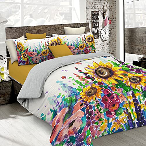 Sogni D'autore Italian Bed Linen Bettbezug, Doppelte, 100% Baumwolle, Multicolor SD24, DOPPEL