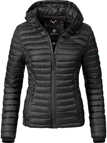 MARIKOO Damen Übergangsjacke Steppjacke Samtpfote Schwarz Gr. XXL