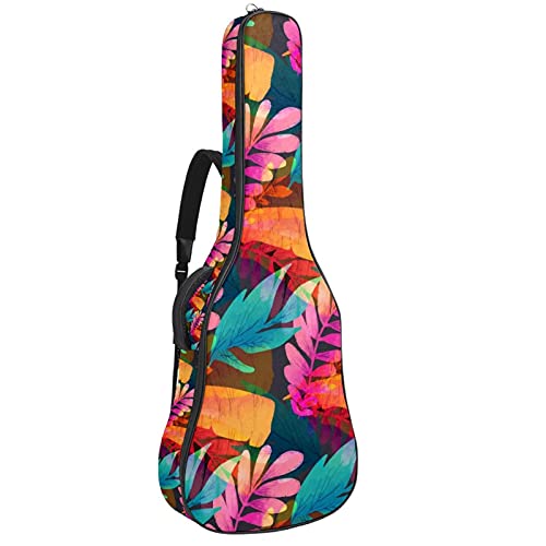 Akustische Gitarrentasche mit mehreren Taschen Dicke Polsterung Wasserdichter Gitarrenkoffer Gig Bag 108,9x42,9x11,9 cm,Tropical Leaf Fall