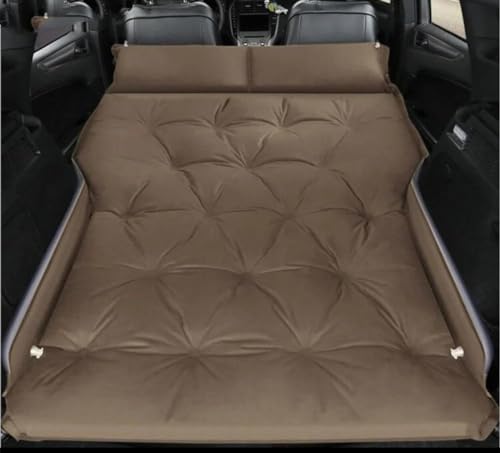 GLILAR Auto Luftmatratze 180 * 130 * 5CM Automatische Auto Aufblasbare Bett SUV MPV Luft Matratze Hinten Reise Bett Kofferraum Schlaf Matte Kissen Tragbare Luftmatratze Auto Zubehör(Natural)