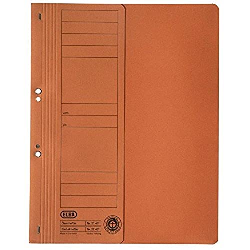 ELBA 100551881 Ösenhefter Smart Line halber Vordeckel 50er Pack mit kaufmännischer Heftung 250 g/m² Karton orange