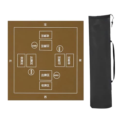 Mahjong Tischmatte,Kachel Spiele Tischabdeckung, For Tisch mit Regeln, verdickte, rutschfeste und geräuschreduzierende Mahjong-Matte, for Mahjong-Spiele und Pokerspiele(Brown,70x70cm(27.55x27. 55in))