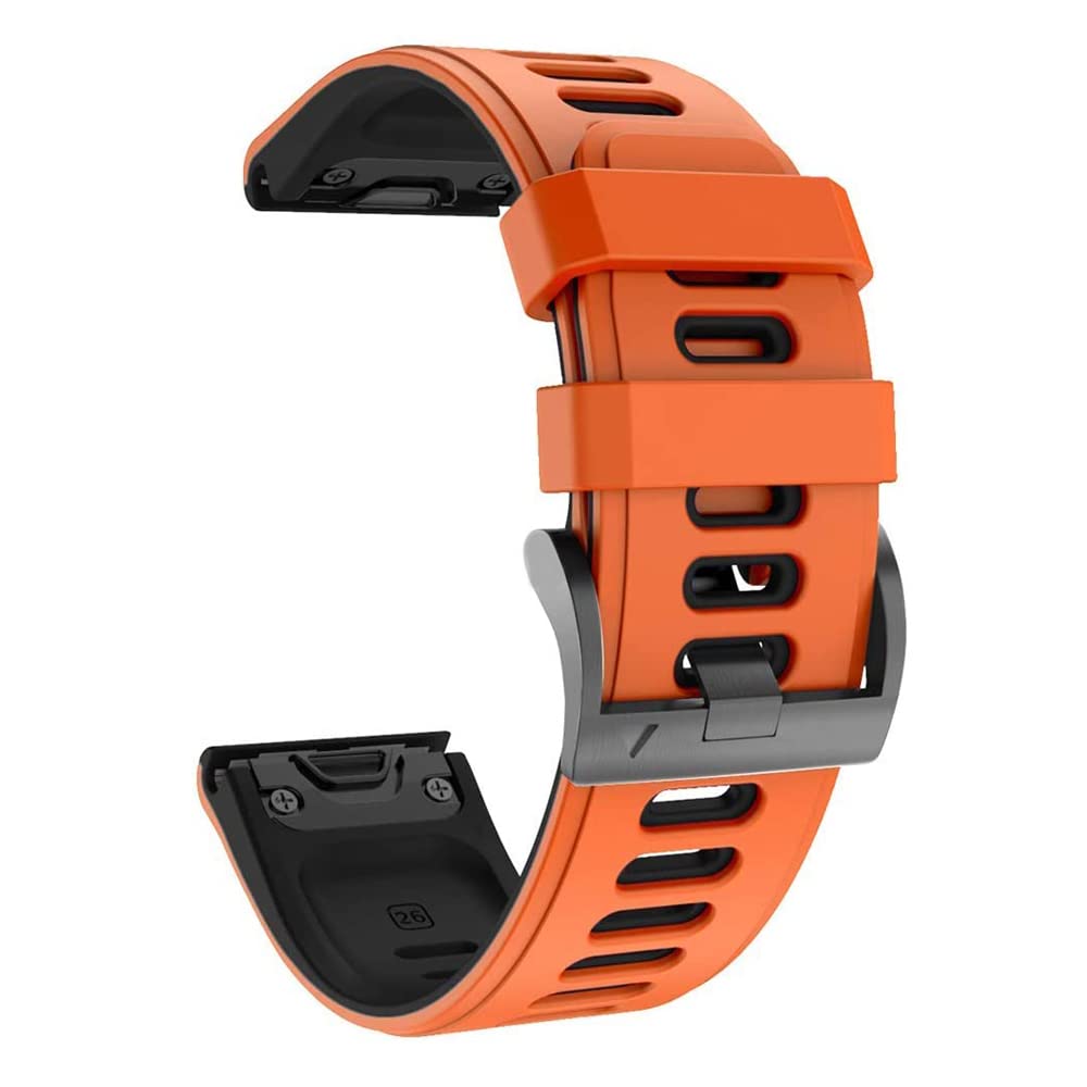 OPKDE Weiches Silikon-Armband für Garmin Fenix 5S 5 5X Plus 6S 6 6X Pro Smart-Armband 20 22 26 mm, schnell und einfach anzubringen, 26mm Width, Achat