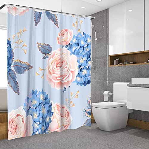 HOLEILUCK Schöner Blumen-Tulpen-Badezimmer-Vorhangstoff, wasserdichter Polyester-Duschvorhang mit Haken, waschbarer Duschvorhang, 94,49 "B x 77,17" L/240 x 196 cm