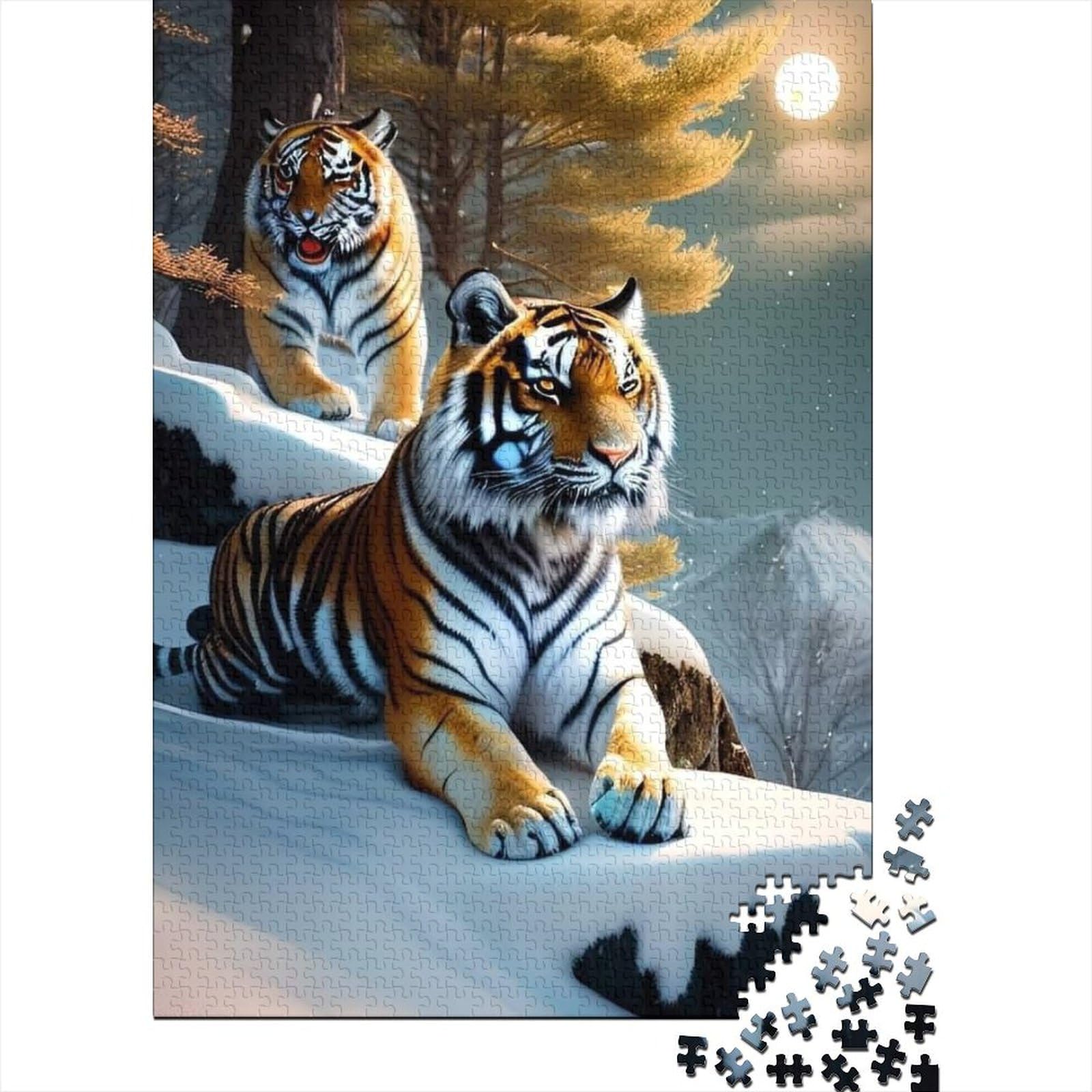 Tigers Schwierige, anspruchsvolle Puzzles 1000-teiliges Holzpuzzle Puzzles für Erwachsene Teenager genießen Spiele für Erwachsene (Größe: 75 x 50 cm)