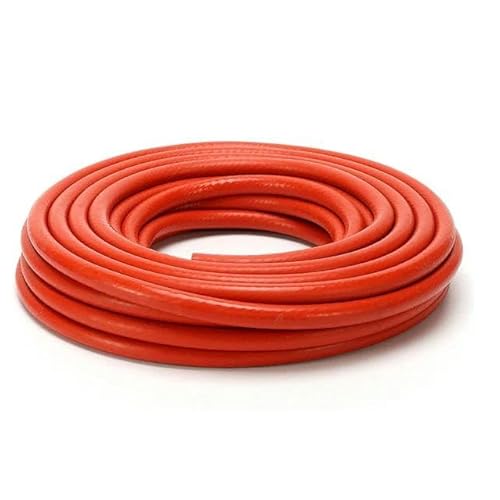 1 m, 6–32 mm Innendurchmesser, rot/blauer Silikonschlauch, verstärkter geflochtener Gummischlauch, Wasserleitung, Hochdruckleitung, rot, 6 x 12 mm