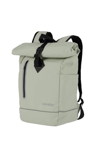 travelite Rolltop Rucksack aus wasserabweisendem Material, Fahrradrucksack, Schulrucksack mit Rolltop Verschluss & Reflektoren, 48 cm, 19 Liter, 400 Gramm