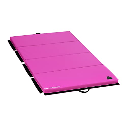 Gymrex GR-FM_20 Weichbodenmatte 200 x 100 x 5 cm faltbar Schwarz/Rosa Turnmatte klappbare Turnmatte Gymnastikmatte faltbar