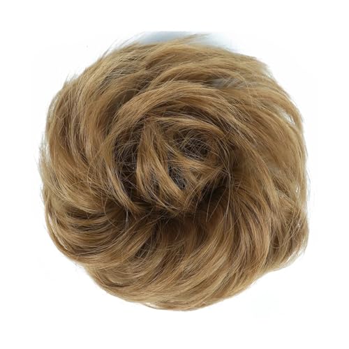 Haarteil Synthetischer Haarknoten, unordentlicher Chignon, Pferdeschwanz, Haarverlängerung, elastisches Gummiband, Haargummis for Frauen, blond, braun, gewellter Dutt Haarverlängerung(Q-28)