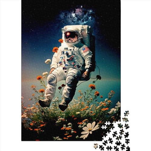 1000 Teile für Erwachsene Schwieriges Puzzle Astronaut und Blume Großes Puzzle für Erwachsene Puzzles für Erwachsene Lernspiel Herausforderungsspielzeug 75x50cm