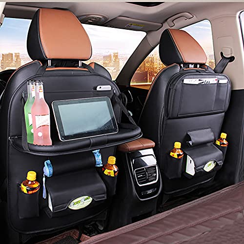 Autositz Organizer, Auto Rücksitz Organizer für Kinder, Auto Aufbewahrungstasche mit 8 Taschen Fach und tisch , Auto Rückenlehnenschutz Wasserdicht Universeller (Schwarz)