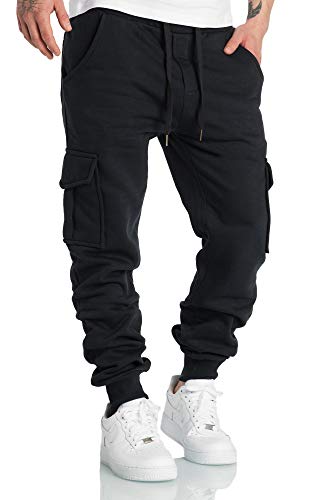 Amaci&Sons Herren Cargo Jogginghose Sporthose Sweatpants Jogger Trainingshose 2016 Schwarz XXL