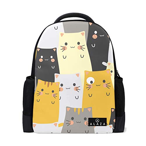 Pop-Ukulele-Rucksack 35,6 cm (14 Zoll) Laptop-Tagesrucksack, für Reisen, Schule, Schule Mehrfarbig Katze One Size