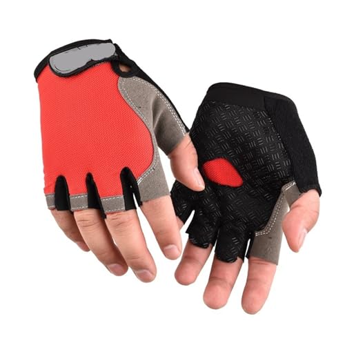 LYHYDMA Fitness-Handschuhe rutschfeste, stoßdämpfende, atmungsaktive Halbfingerhandschuhe, atmungsaktive Fahrradhandschuhe for Fitness, Fitnessstudio, Bodybuilding, Training, Sporthandschuhe(Red A,M)