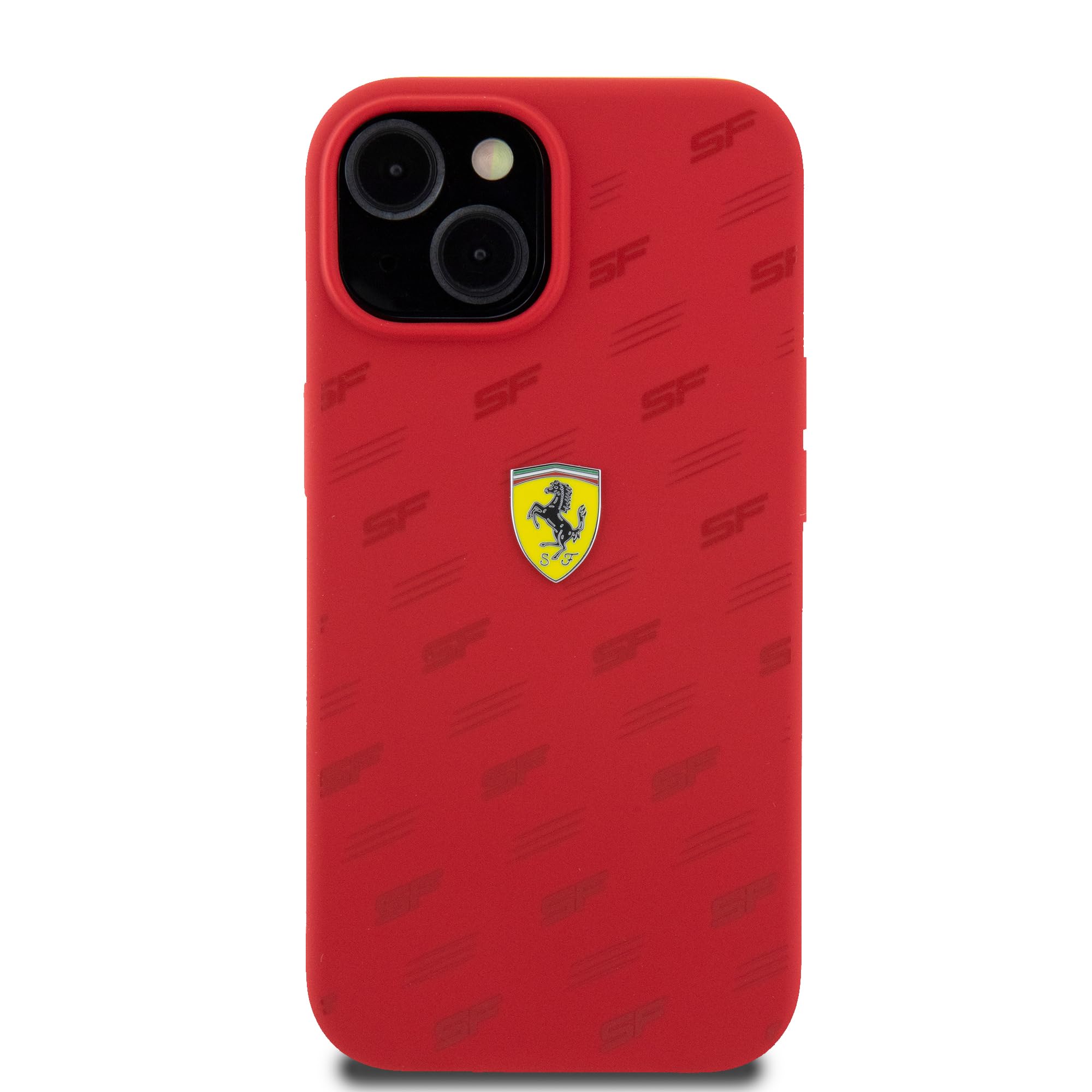 CG MOBILE Ferrari Handyhülle Kompatibel mit iPhone 38.1 cm Rot All-0ver SF, Silikon Glatt, Anti-Kratzer, Glatte Schutzhülle mit Easy Snap-on, Stoßdämpfung & Signature Logo, (FEHCP15SSPAR)