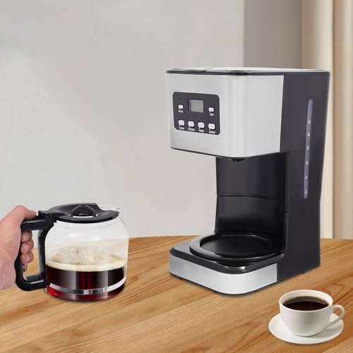 ieLsngai Kaffeemaschine 950W, Filterkaffeemaschine mit Glaskanne, 1.5L Filterkaffeemaschine 12 Tassen, Tropfstopp, Abschaltautomatik, Schwarz