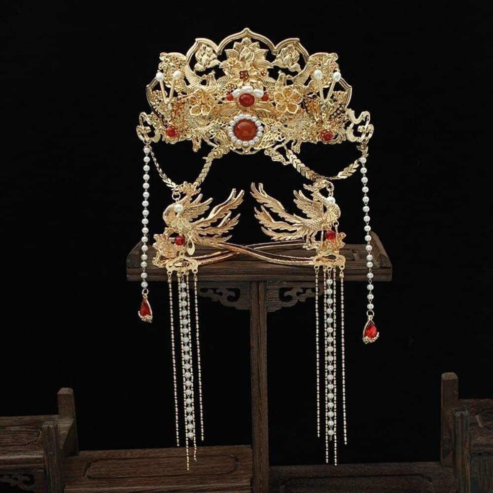 ORLOVA Haarnadel, Haarstäbchen, Haarspangen for Frauen, chinesischer Hanfu-Kopfschmuck, Phönix-Haarkrone, komplettes Set, Feen-Quasten-Haarnadel, uralt