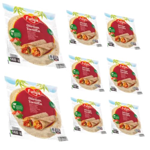 Fulya Dürüm Tortillas 25 cm Tortilla aus Weizenmehl Filoteig Mini-Teig Tortilla Phyllo einwickeln 560 Gramm x 8 STÜCK