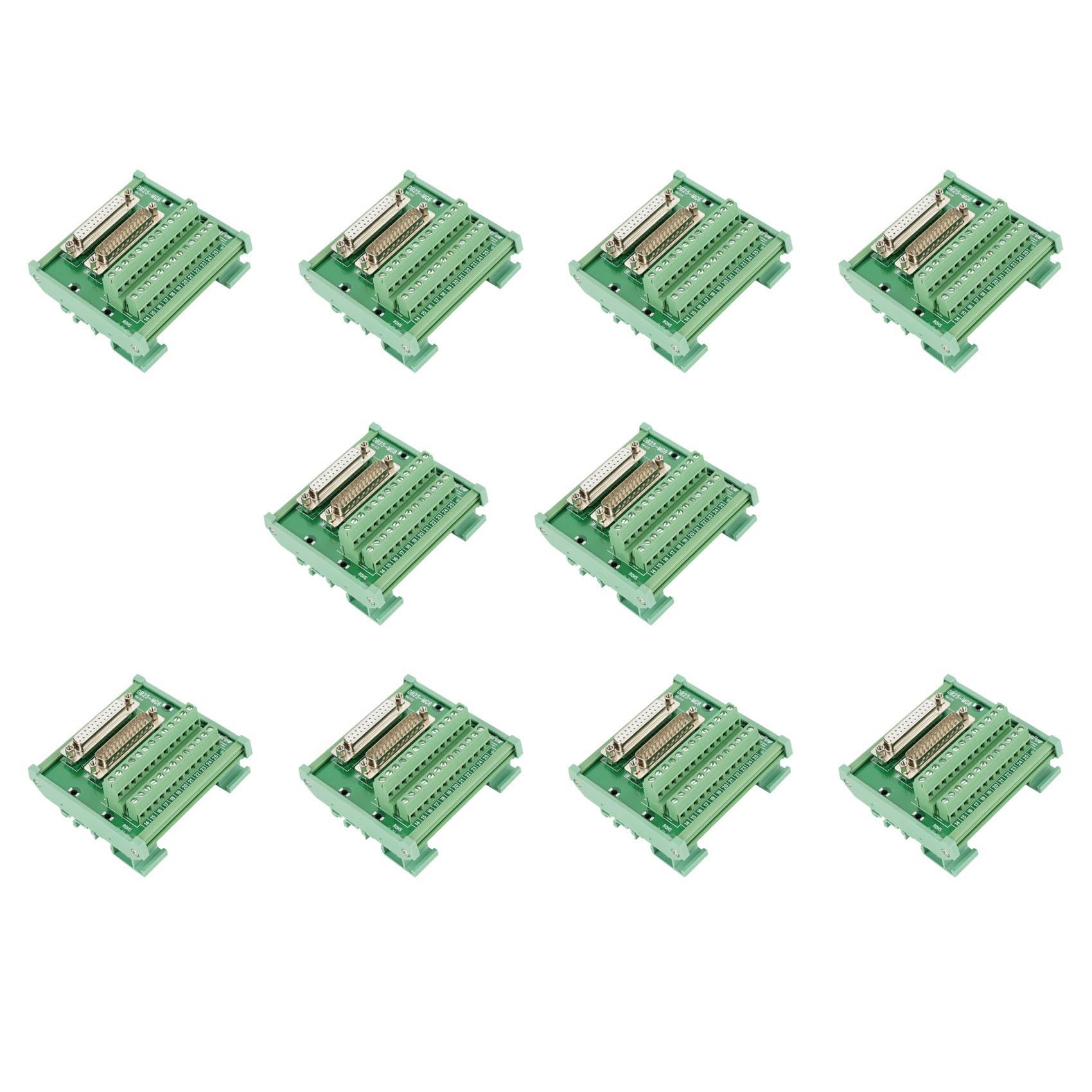 Oladfiop 10X DB25 DIN Schienen Schnittstellen Modul Stecker/Buchse Breakout Board