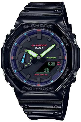 Casio GA-2100RGB-1AJF [G-Shock Virtual Rainbow: Gamer's RGB Series] Uhr importiert aus Japan Feb 2023 Modell, Schwarz