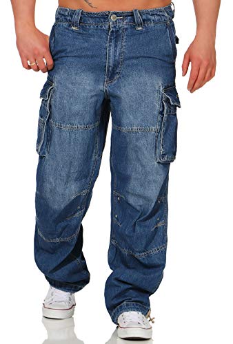 Jet Lag Herren Cargo Jeans Hose Safety Loose-Fit Denim Light Navy M/34